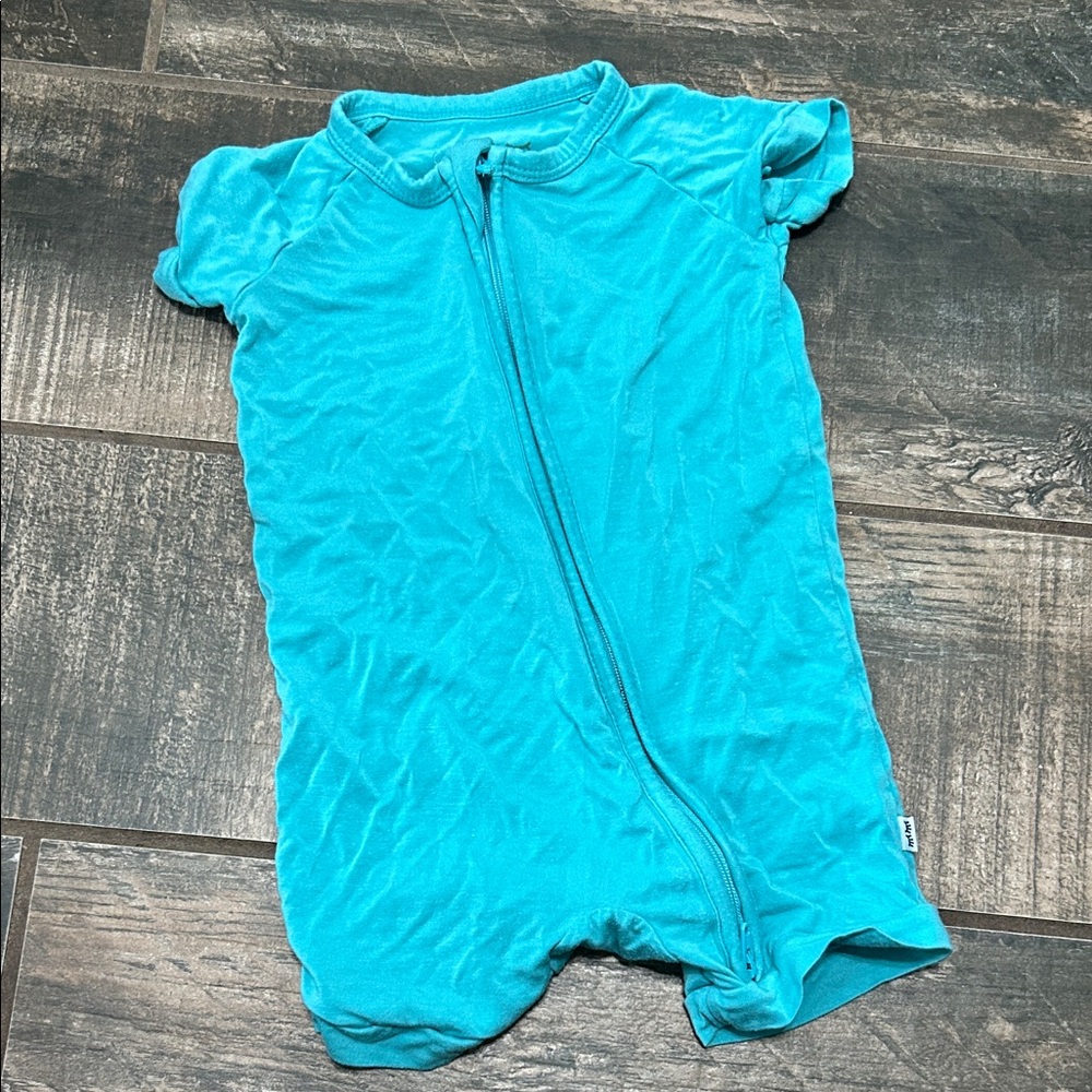 Little Sleepies Short-Sleeve Zipper One-Piece - Turquoise